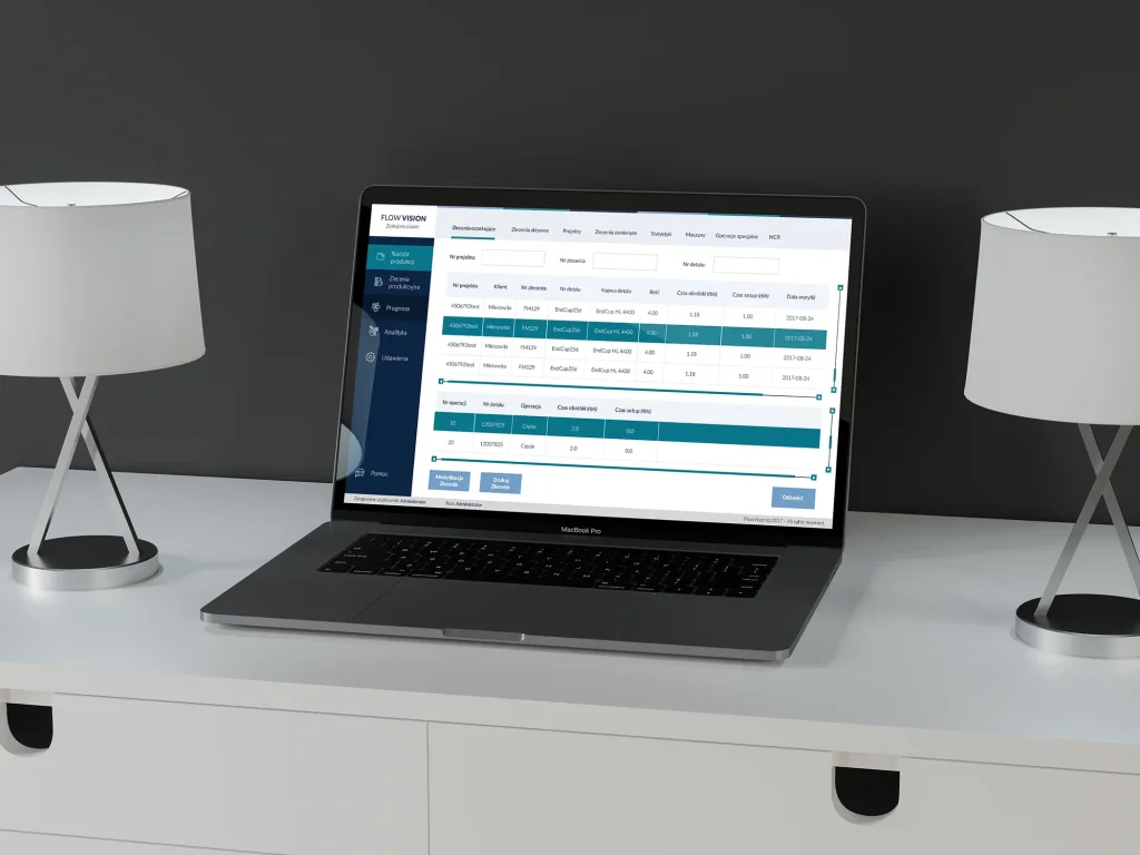 Strona internetowa dla Programu do Zarządzania Produkcją Flow Vision