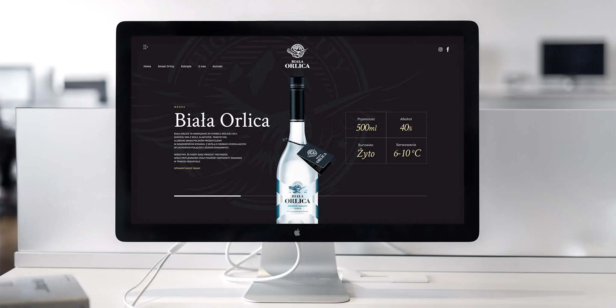 Strona internetowa - produktowa dla wytwórcy wódki Biała Orlica