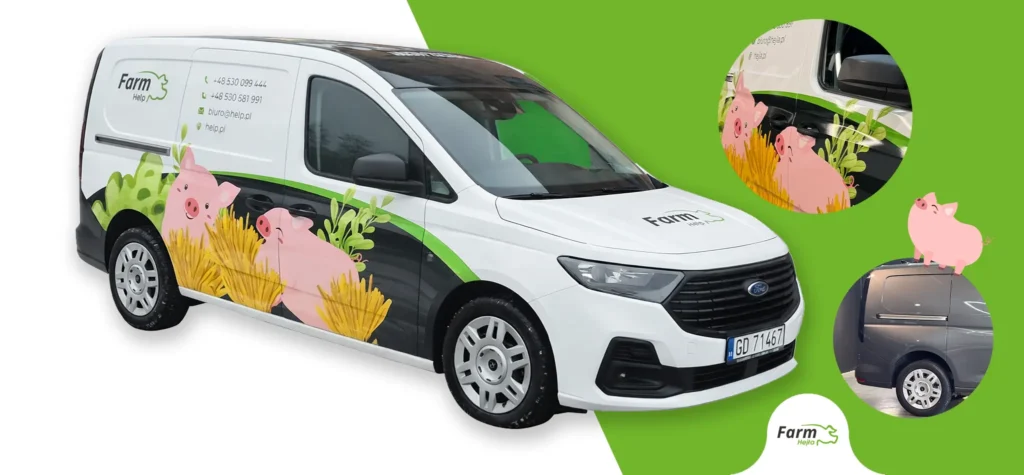 Farm Hejła - projekt, produkcja i montaż reklamy na samochodzie firmowym
