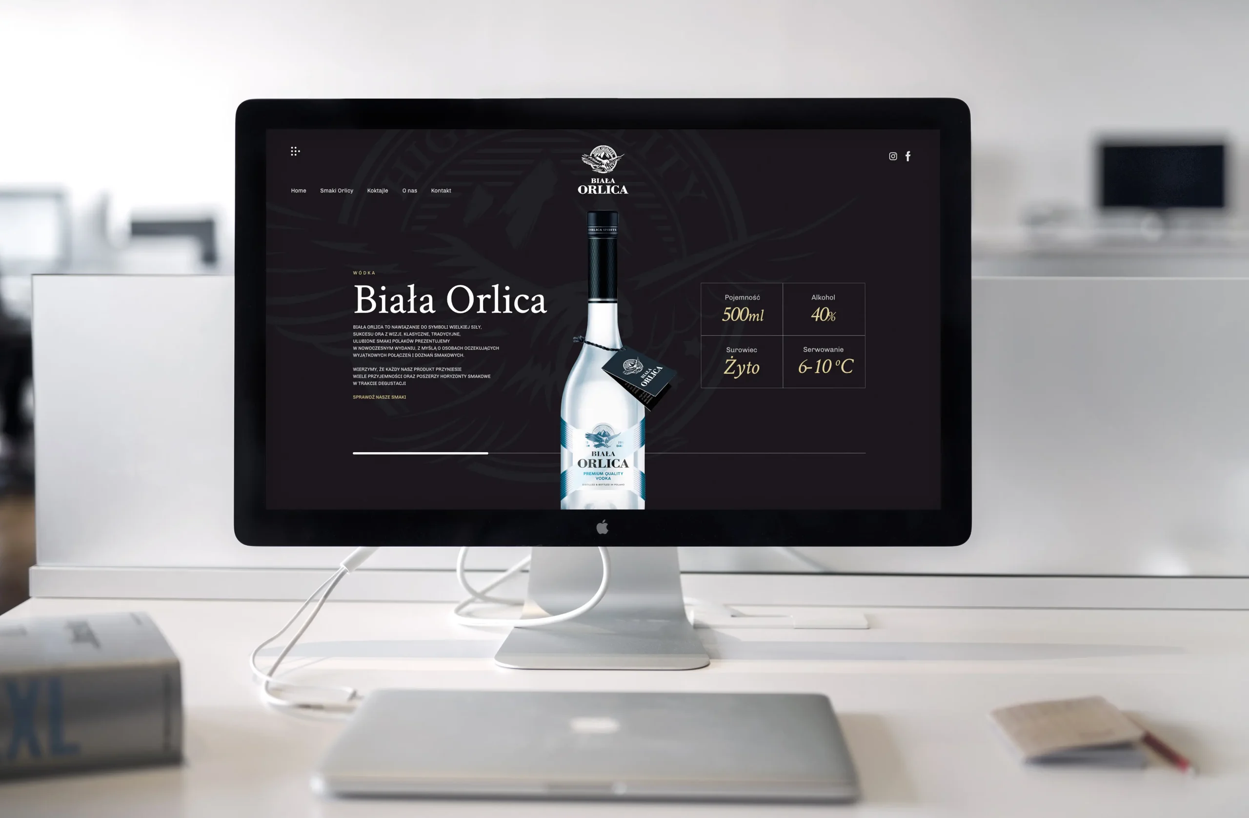 Strona internetowa - produktowa dla wytwórcy wódki Biała Orlica